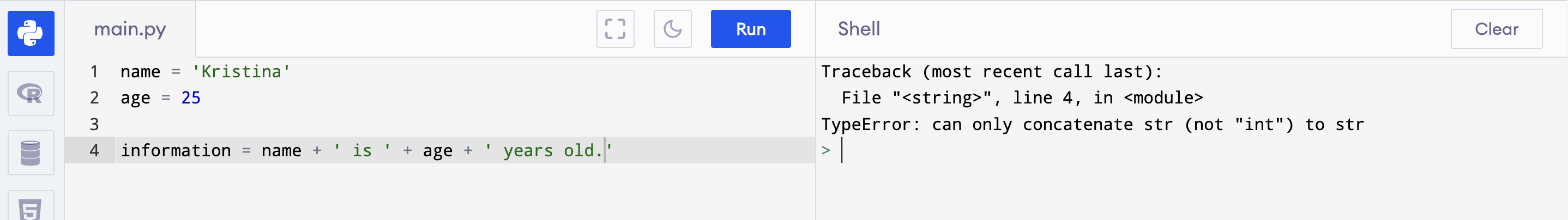 concatenation error