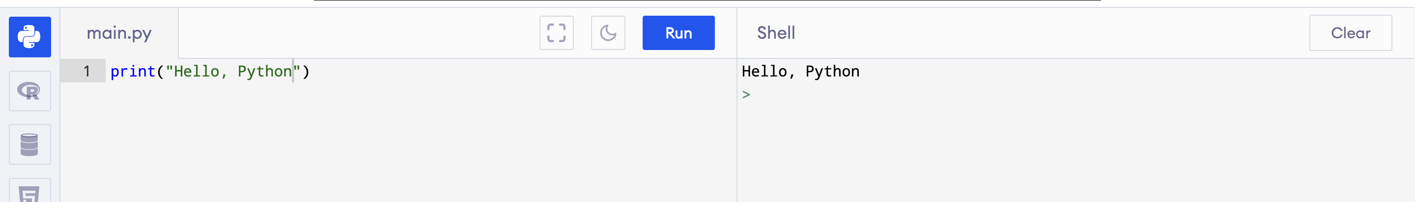 hello python using online interpreter